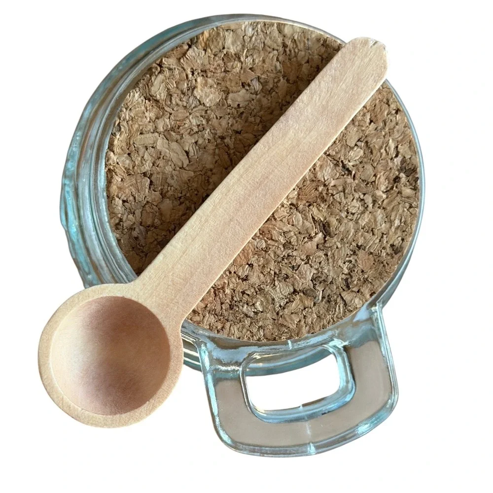 Set of 2 Clear Glass Herb Spice Sugar Jars with Cork Tops & Spoons